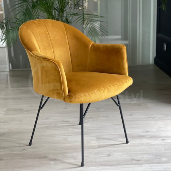 Orange Potter Spider modern velvet armchair on metal legs
