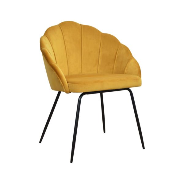 Modern yellow velor armchair for the living room on metal legs Tulip ideal Black