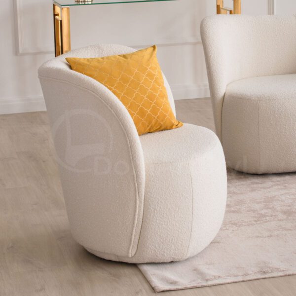 Nowoczesny biały fotel tapicerowany do salonu Nico