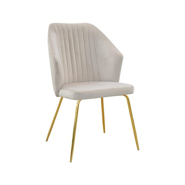 Krzesło beżowe welurowe tapicerowane do salonu na złotych nogach Palermo ideal Gold