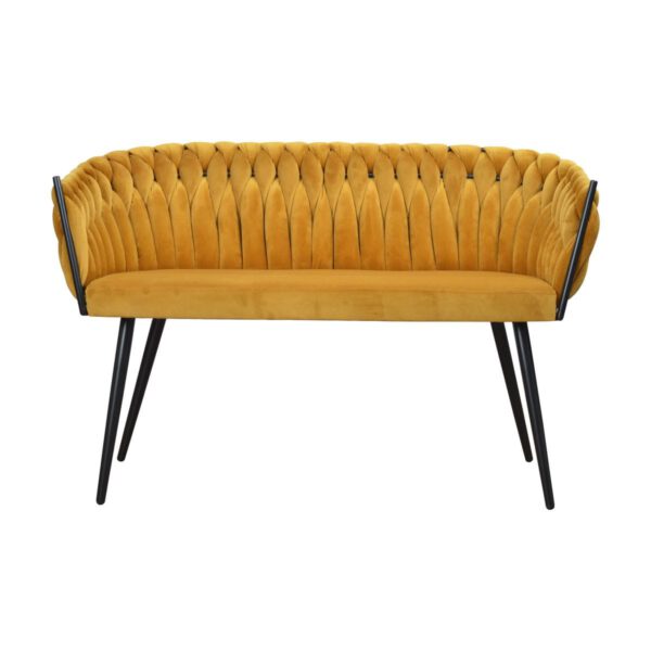 Upholstered yellow velor bench Larissa Black