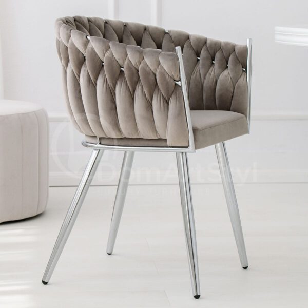 Gray glamor armchair on silver metal legs Larissa Silver