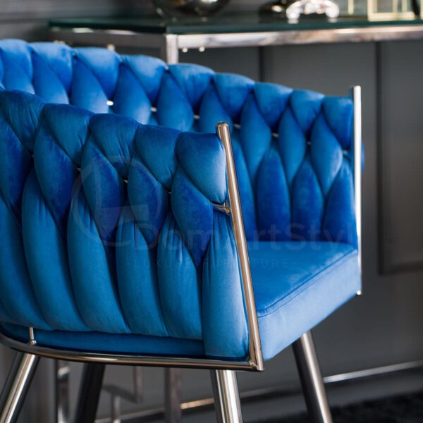Larissa Silver blue velvet armchair