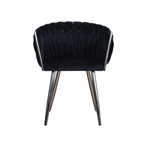 Fotel czarny nowoczesny welurowy do salonu na metalowych nogach Larissa Silver