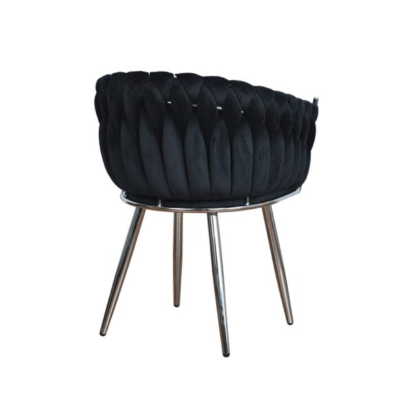 Modern black velor armchair for the living room on metal legs Larissa Silver
