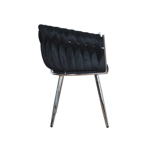 Modern black velor armchair for the living room on metal legs Larissa Silver