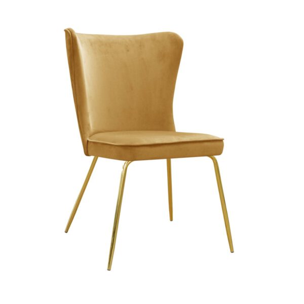 Monti Original Gold upholstered yellow velor dining chair