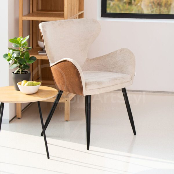 A modern velor armchair for the Paradise living room