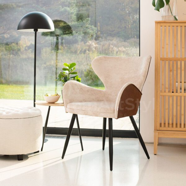 Beige velor armchair for the Paradise living room