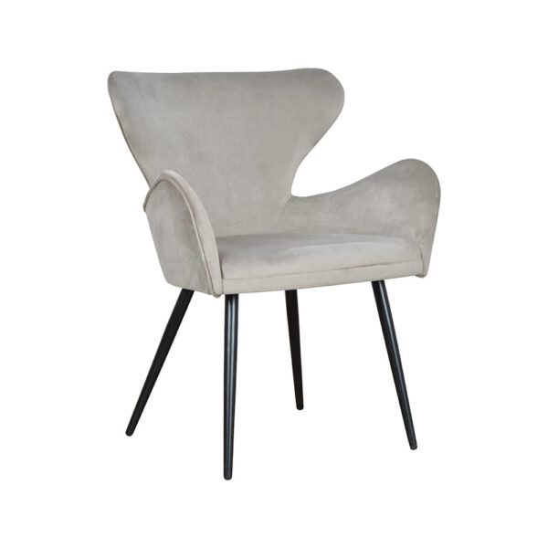 Modern gray velor armchair for the Paradise living room