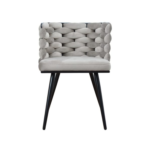 Gray upholstered velor chair for the living room on metal legs Dolores