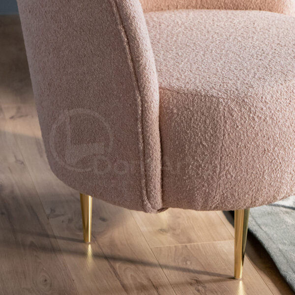 Upholstered armchair for the living room on gold legs Aldo