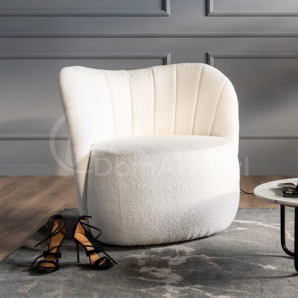 White upholstered armchair for living room Nicole