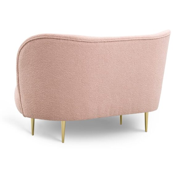 Aldo II pink waiting room sofa on golden legs