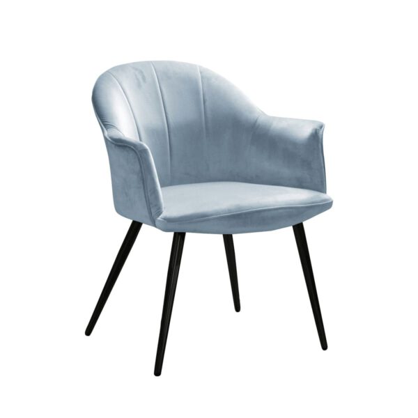 Modern blue velor armchair for the living room on wooden legs Potter Special Black