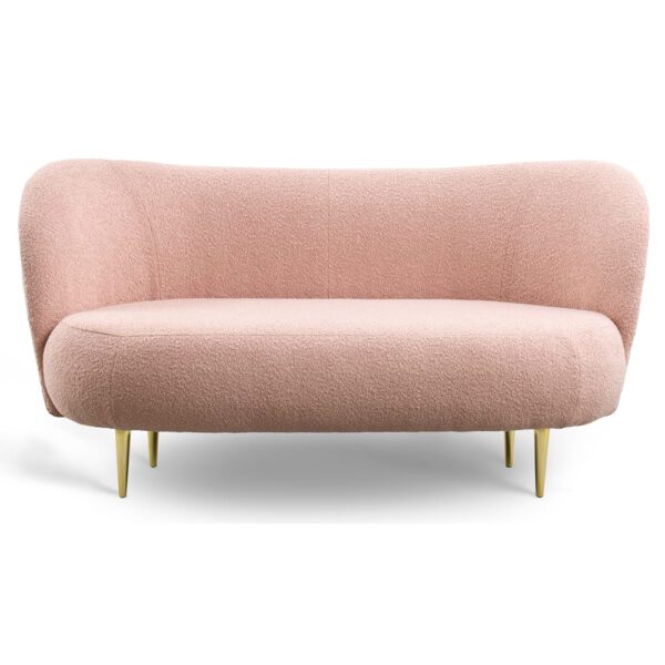 Sofa różowa nowoczesna do poczekalni na złotych nogach Aldo III
