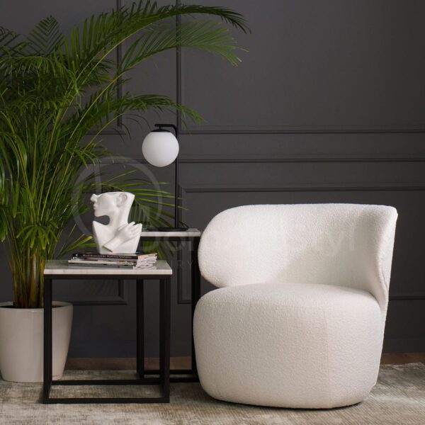 Rebel white upholstered armchair