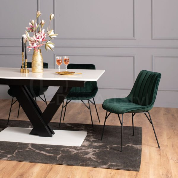 `Rango Spider green velor dining chairs