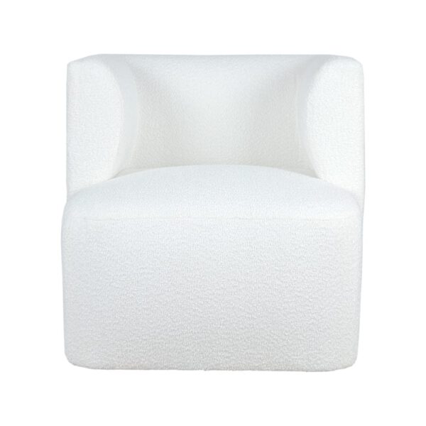 Fotel biały nowoczesny tapicerowany do salonu Rollins