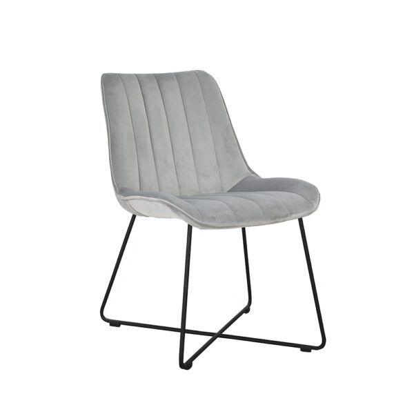 Gray upholstered velor chair for the living room on metal legs Rango Cross