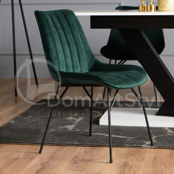 Zielone krzesło tapicerowane welurowe nowoczesne do jadalni salonu Rango Spider