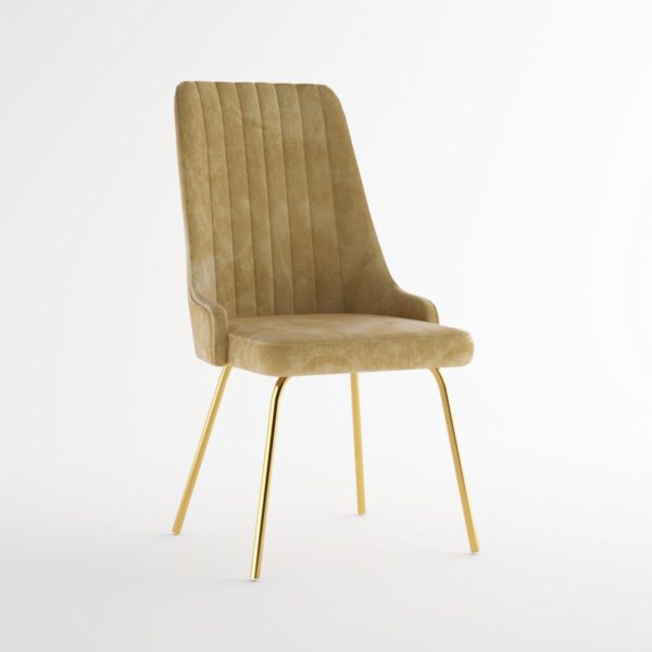 Cloud ideal Gold beige modern dining chair on black legs