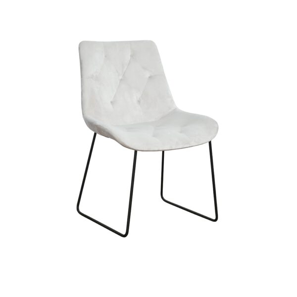 Devi Ski white dining chair with black legs