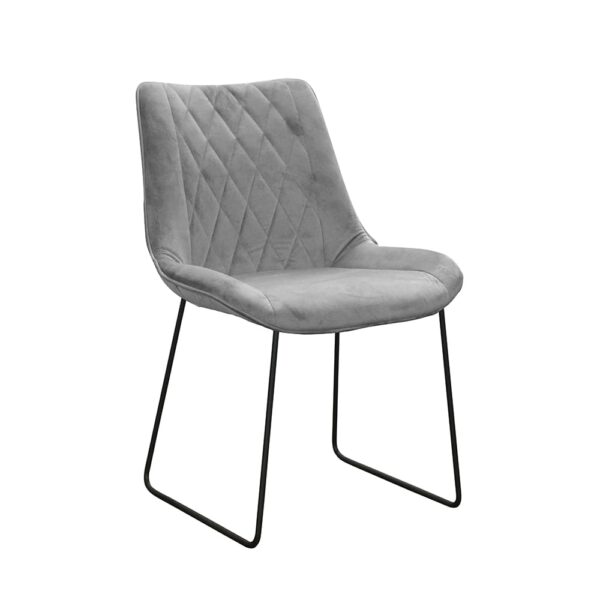 Diaro Ski upholstered gray velor chair for the living room on metal legs