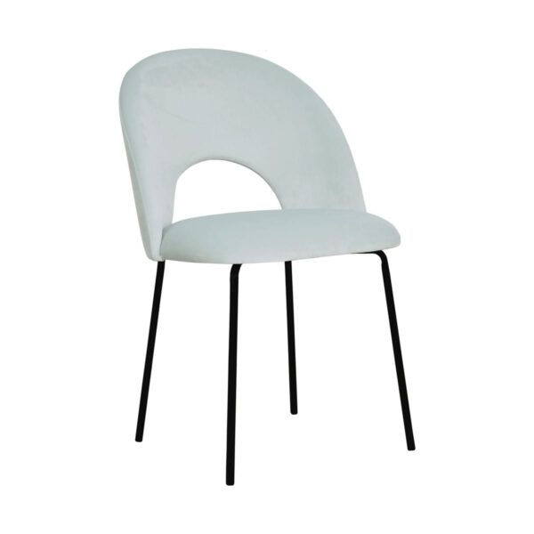 White upholstered dining chair with Abisso Original Black legs