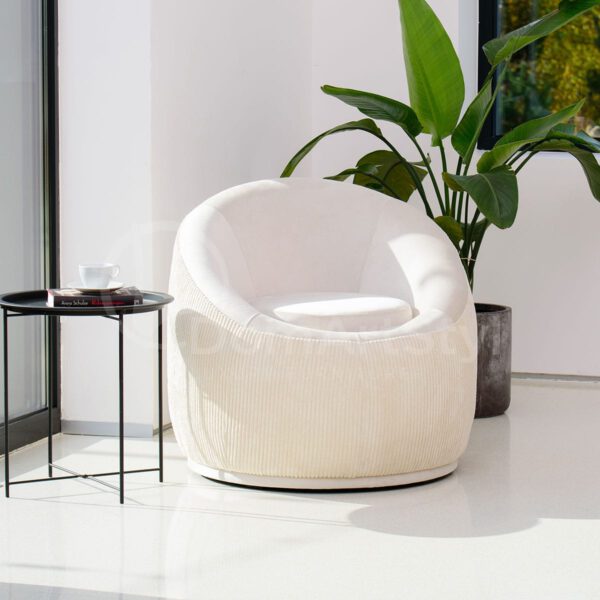 Aruba white velvet armchair for the living room