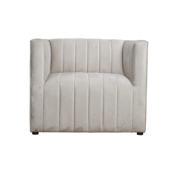Beige velvet armchair for the Avari living room