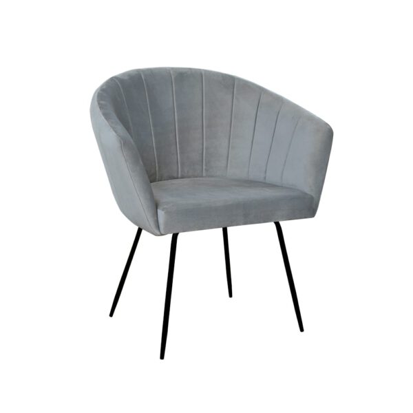 Modern gray velor armchair for the living room on metal legs Tom ideal Black