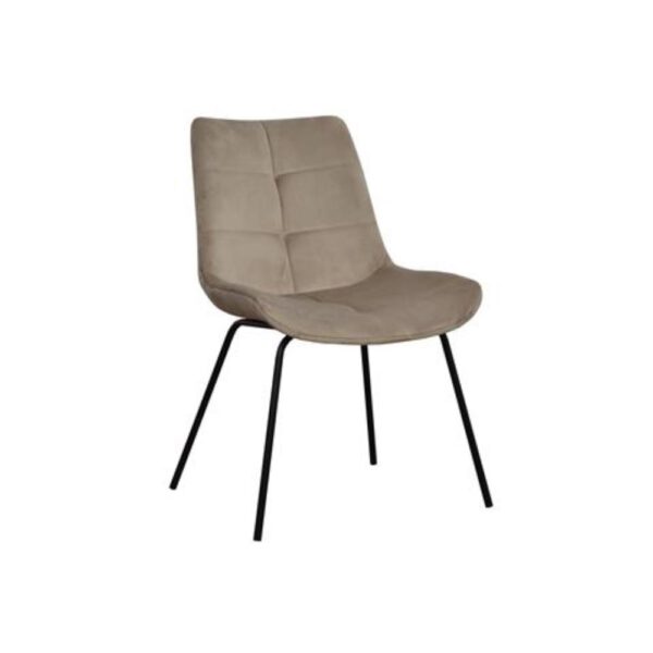 Krzesło beżowe welurowe tapicerowane do salonu na metalowych nogach Fibi ideal Black