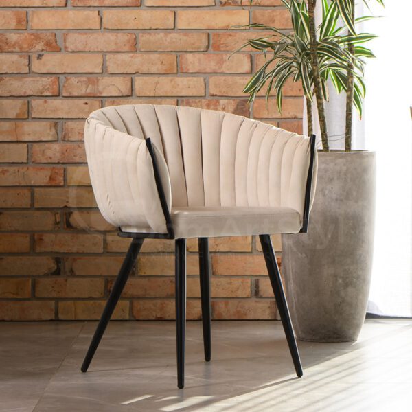 Modern beige armchair with metal legs Teris