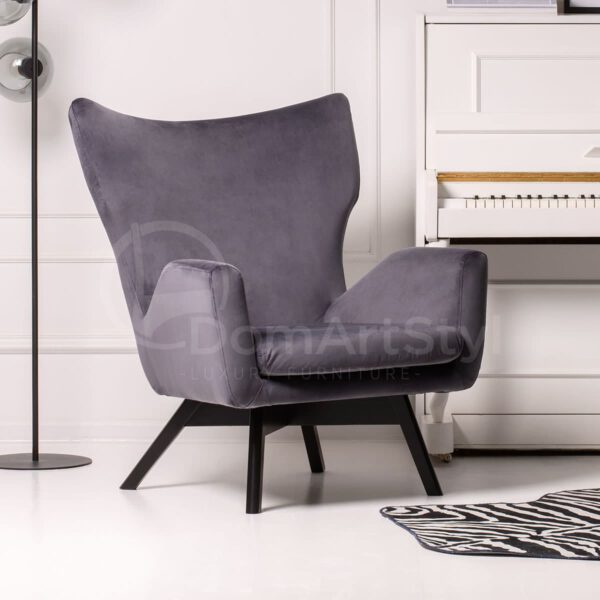 Gray lounge chair with black Nero legs