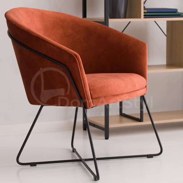 Modern orange armchair on a black metal frame Kaya