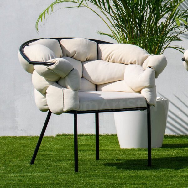 Biały fotel tapicerowany do ogrodu Cherry Outdoor