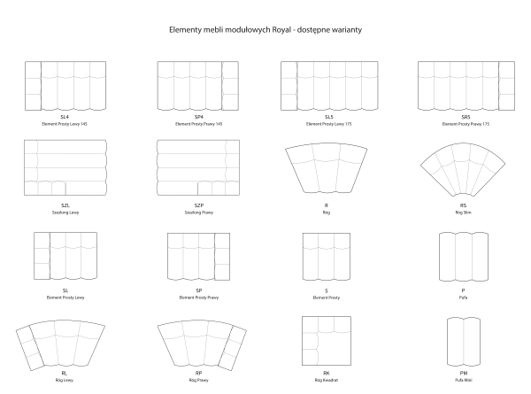 Sofa modułowa ROYAL SL+R+R+SP