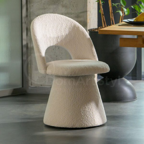 Beige boucle upholstered chair Abisso Ring
