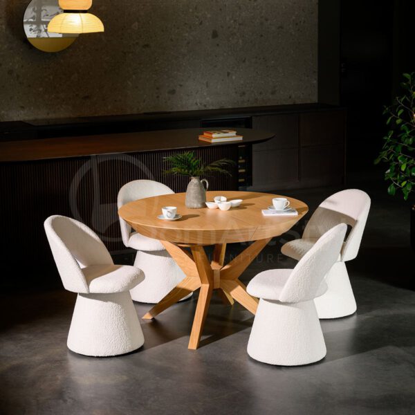 Kremowe krzesła tapicerowane do stołu Abisso Ring