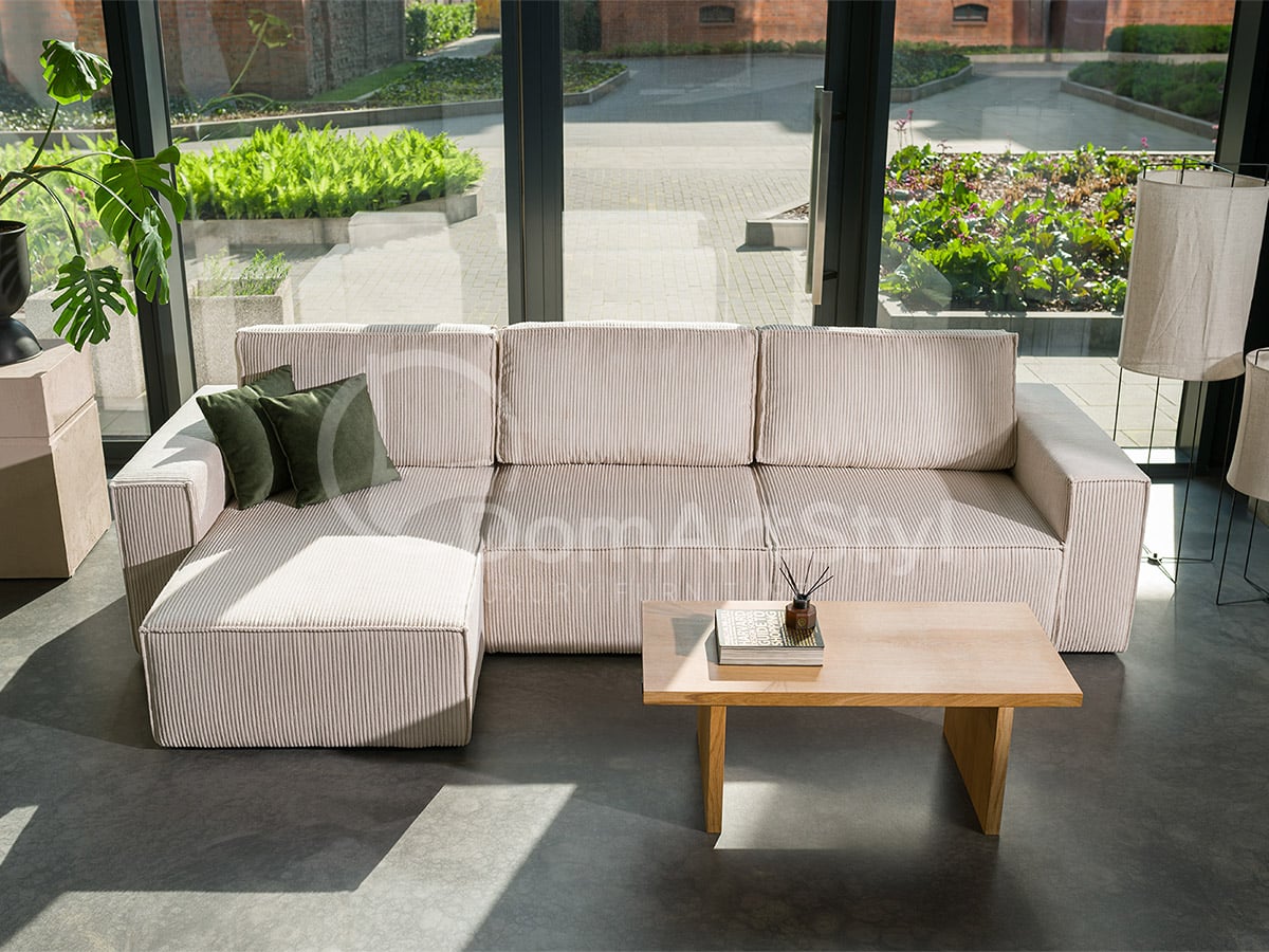 Modern beige corner sofa with sleeping function Harvin