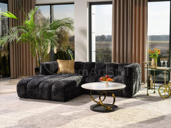 Black modular corner sofa for living room Grand