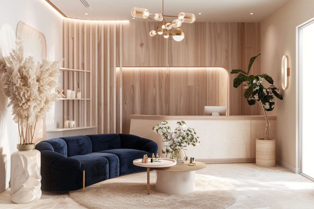 Sofa w recepcji salonu kosmetycznego – komfort i styl