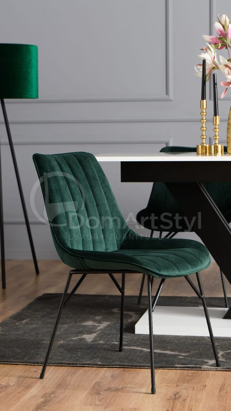 Zielone krzesło welurowe na czarnych metalowych nogach Rango Spider