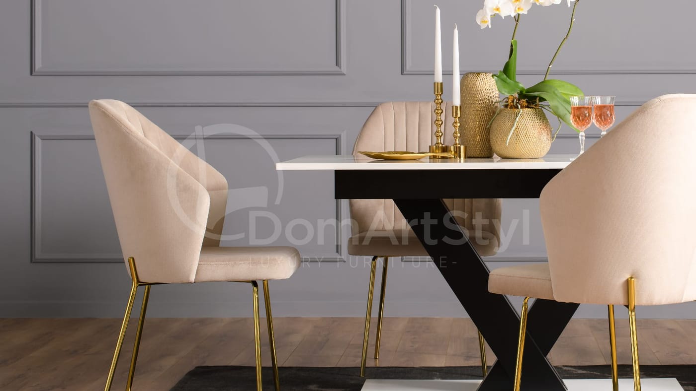 Cream velour dining chairs