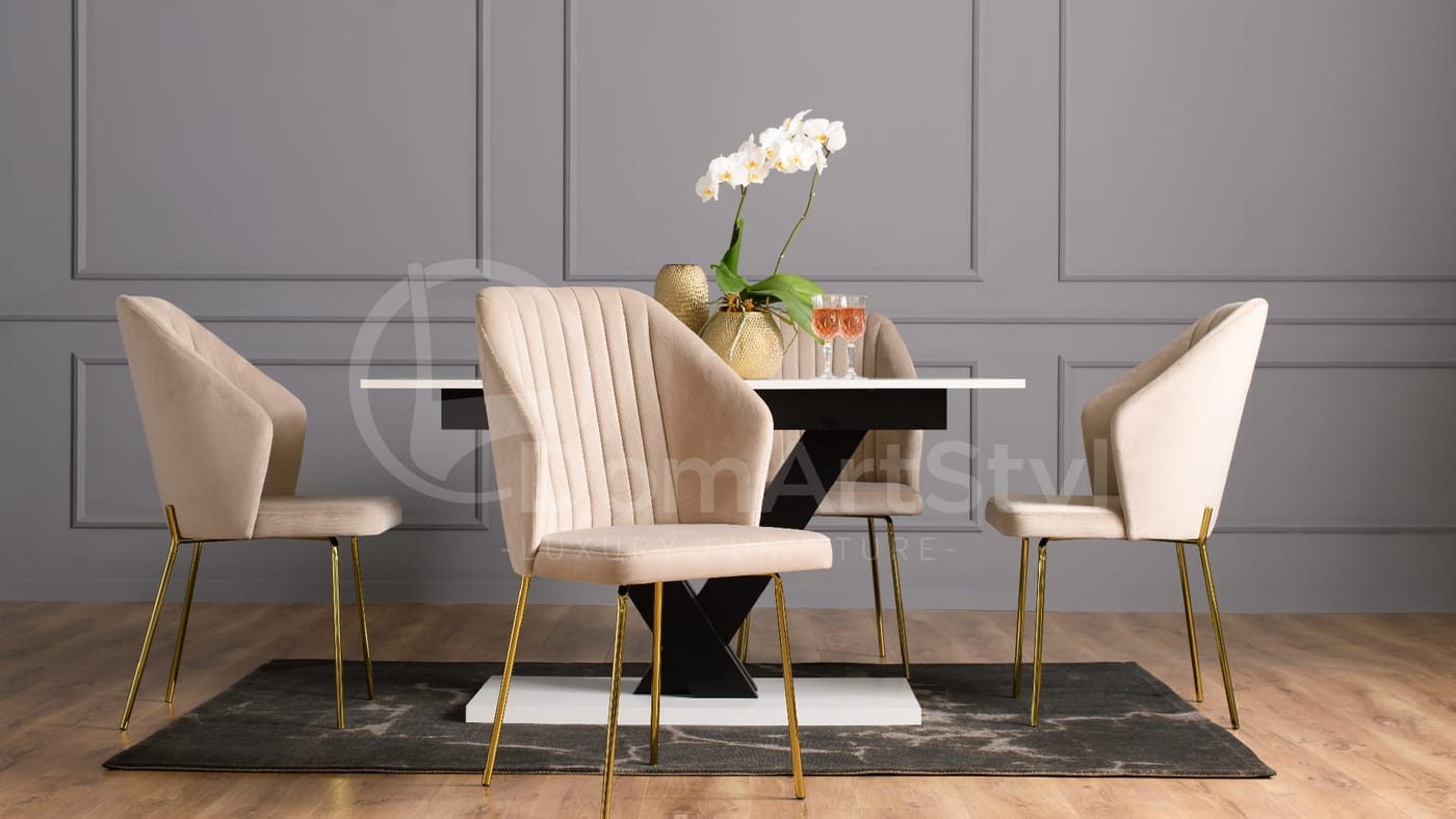 Modern velour dining chairs Palermo Original Gold