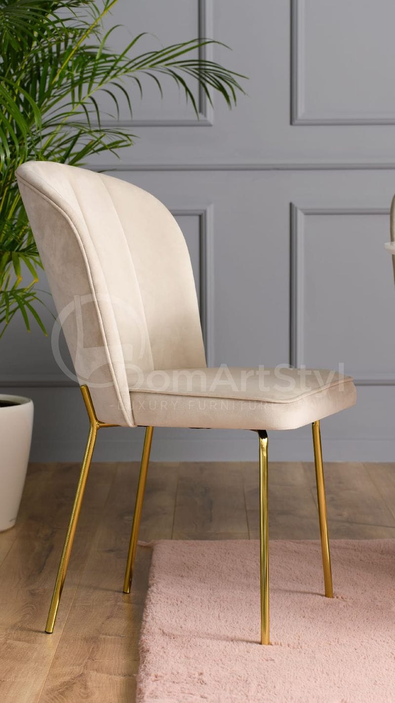 Nowoczesne krzesło welurowe na złotych metalowych nogach Matylda Original Gold