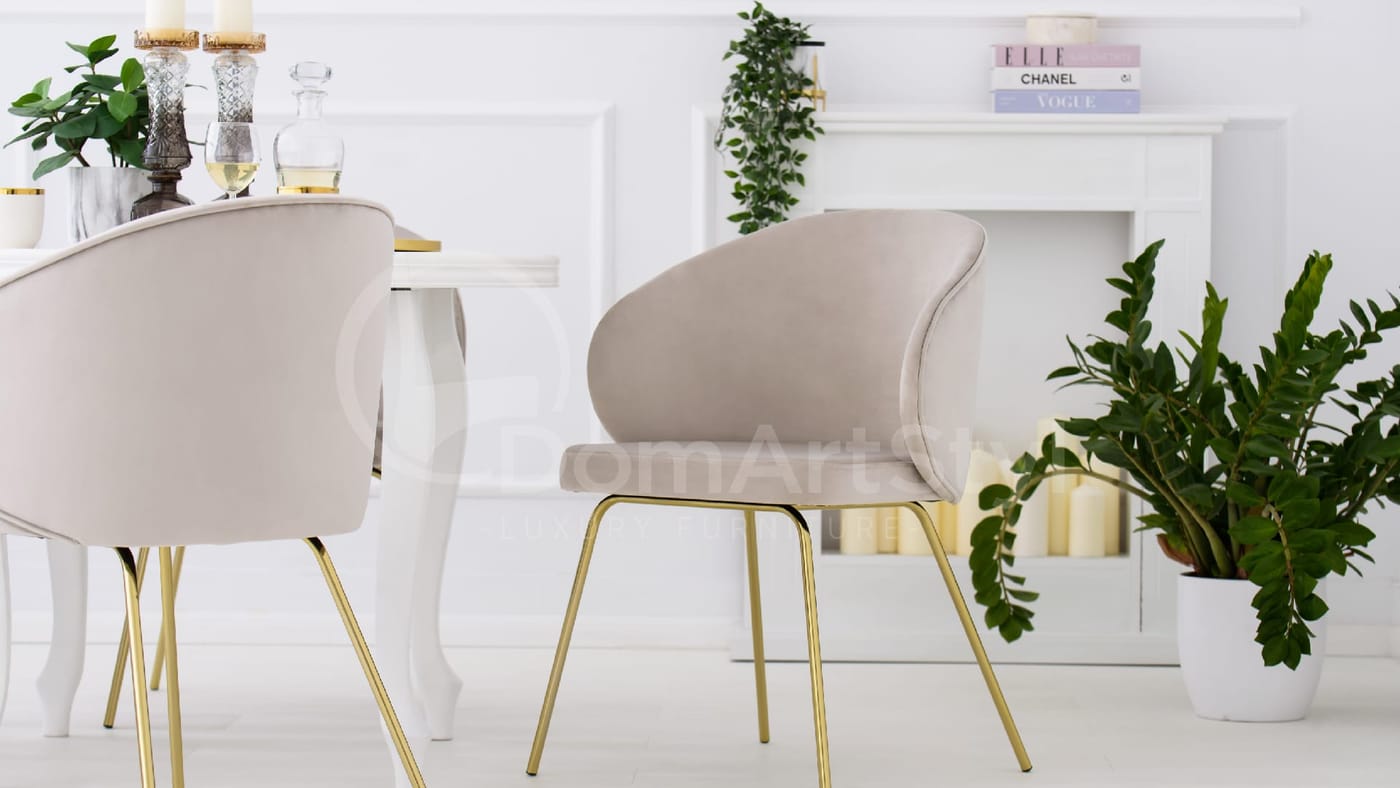 Altura cream upholstered dining chairs by Ideal Gold