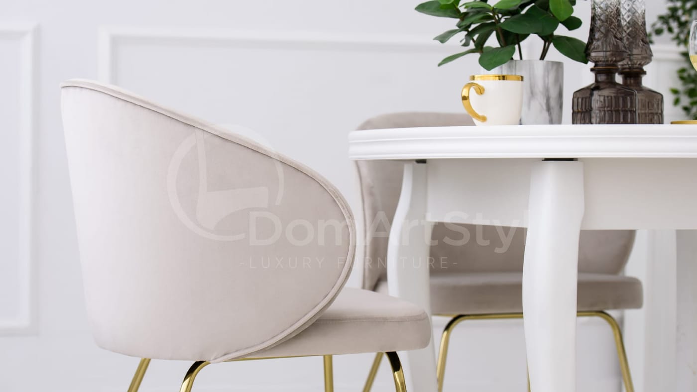 Nowoczesne krzesło tapicerowane kremowe do jadalni