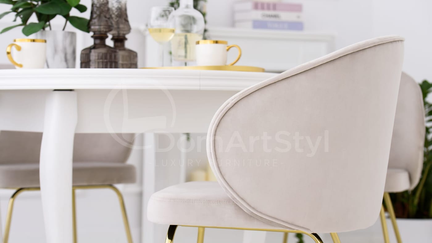 Cream velour dining chair